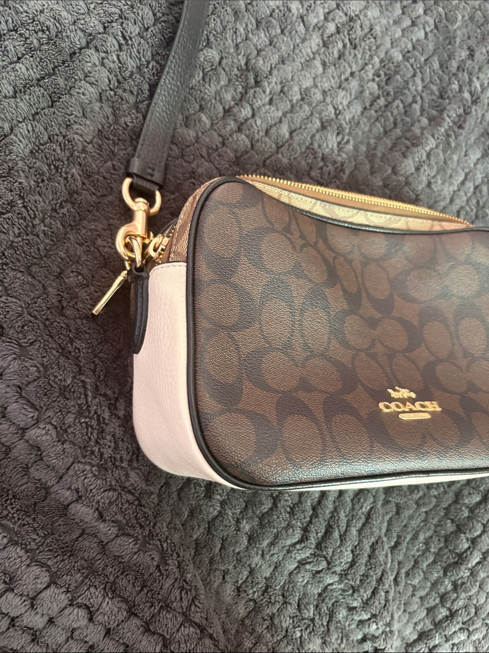Coach Brown Signature Crossbody with Black Adjustable Strap and Gold Hardware - Picture 2 of 5
